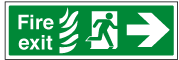 HTM Fire Exit Right Arrow 400 x 150mm - Rigid Plastic 