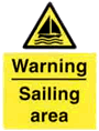 Warning Sailing Area 300 x 400mm - Rigid Plastic 